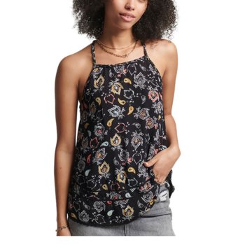 Bluzka damska SuperDry Vintage Beach Cami Top czarna na ramiączkach-XS - Superdry