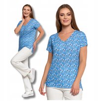 BLUZKA DAMSKA w Kwiaty Koszulka z Krótkim Rękawem Modny Wzór MORAJ S