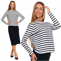 BLUZKA DAMSKA W PASKI Koszulka T-Shirt Na Długi Rękaw Bawełniany MORAJ 3XL