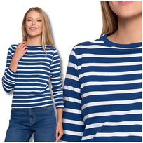 Bluzka Damska w Paski Koszulka z Długim Rękawem Klasyczna Wygodna Moraj M