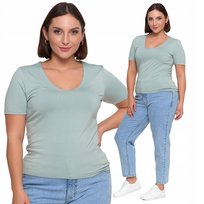 BLUZKA DAMSKA WISKOZOWA DEKOLT V REGULAR FIT BEZ WZORU KLASYCZNA MORAJ XXL LIGHT GREEN
