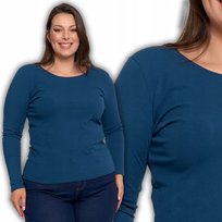 Bluzka Damska Z Długim Rękawem Bawełniana Gładka Miękka Klasyczna Moraj 3Xl Turquoise