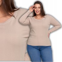 Bluzka Damska Z Długim Rękawem Bawełniana Gładka Miękka Klasyczna Moraj L Beige