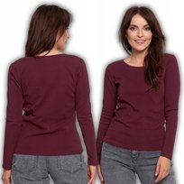 Bluzka Damska Z Długim Rękawem Bawełniana Gładka Miękka Klasyczna Moraj M Purple