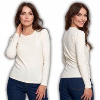 Bluzka Damska Z Długim Rękawem Bawełniana Gładka Miękka Klasyczna Moraj S Ecru