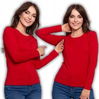 Bluzka Damska Z Długim Rękawem Bawełniana Gładka Miękka Klasyczna Moraj S Raspberry