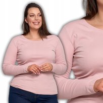 Bluzka Damska Z Długim Rękawem Bawełniana Gładka Miękka Klasyczna Moraj Xl Light Pink