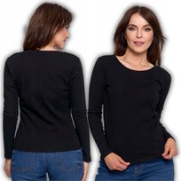 Bluzka Damska Z Długim Rękawem Bawełniana Gładka Miękka Klasyczna Moraj Xxl Black