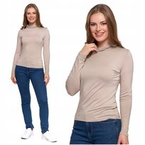 Bluzka Damska z Golfem Długi Rękaw Wiskoza Elegancka Modna Koszulka MORAJ M