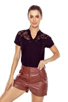 Bluzka damska z koronkowym akcentem w górnej połowie i na ramionach Sefora czarna  L Eldar