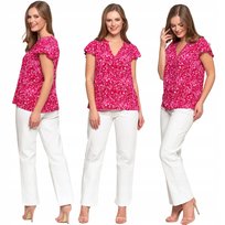 BLUZKA DAMSKA Z KRÓTKIM MOTYLKOWYM RĘKAWEM WISKOZOWA DEKOLT V MORAJ XL PATT 1