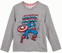 Bluzka dla chłopca, Marvel, Avengers, Kapitan Ameryka, kolor szary, bawełna, wiskoza, długi rękaw, rozmiar 116 cm Avengers