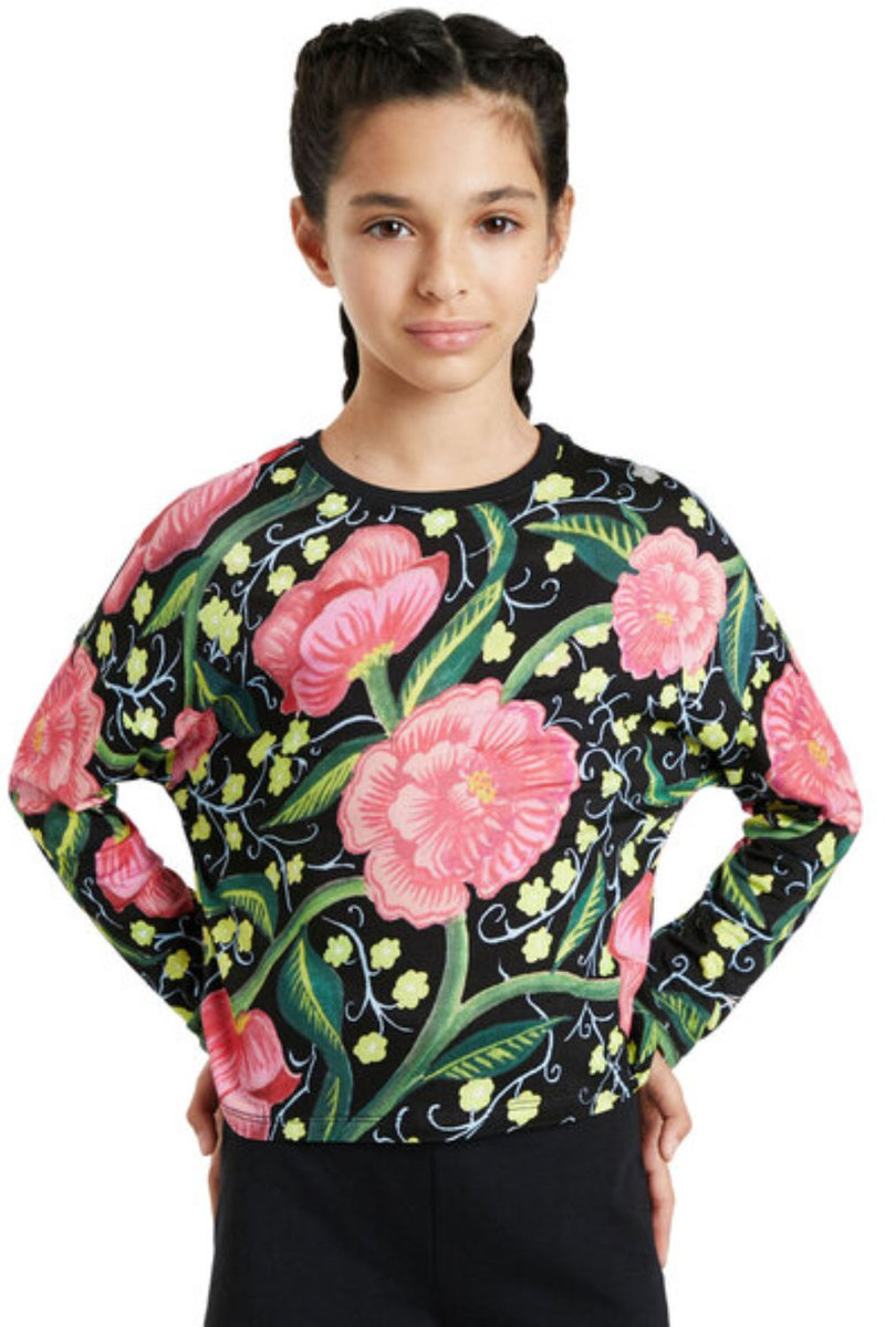 DESIGUAL Bluzka dziewczęca Desigual Lucia czarna w kwiaty -122