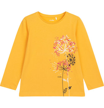 Bluzka dziewczęca dziecięca z Długim Rękawem bawełna 116 żółta kwiaty Endo - Endo