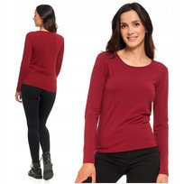 Bluzka Na Długi Rękaw Gładka Koszulka Damska Bordowa Podkoszulka MORAJ S