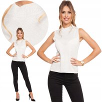 Bluzka Sweterkowa Damska Top Ze Stójką Biała Moraj Xxl White
