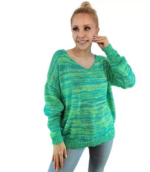 Bluzowy sweter z melanżowej dzianiny serek - Agrafka
