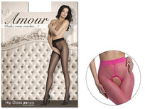Błyszczące rajstopy z dziurką pink open crotch 1-2 Pink Bonbon Amour