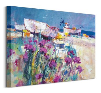 Boats and Beach Blooms - obraz na płótnie - Art Group