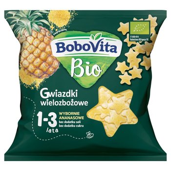 BOBOVITA Gwiazdki wielozbożowe wybornie ananasowe 1-3 lata 20 g Bio - BoboVita