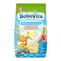 Bobovita, Kaszka mleczna manna o smaku owocowym, pyszne śniadanko, 230 g, 6m+