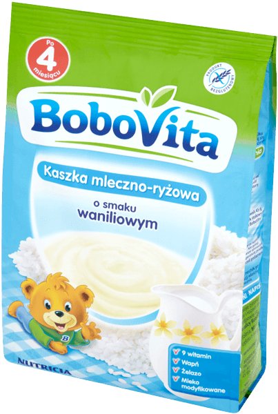 Фото - Дитяче харчування Nutricia Bobovita, Kaszka mleczno-ryżowa o smaku waniliowym, 230 g, 4m+ 