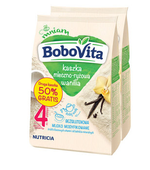 BoboVita, Kaszka mleczno-ryżowa o smaku waniliowym po 4. miesiącu, 2x230 g - BoboVita