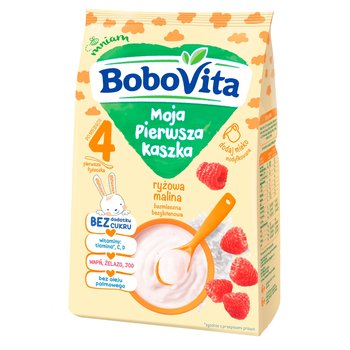 BoboVita Moja Pierwsza Kaszka ryżowa malina po 4. miesiącu 180 g - BoboVita
