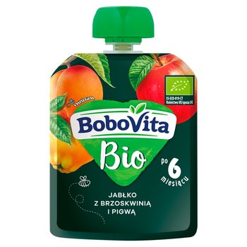 BOBOVITA Mus Jabłko z brzoskwinią i pigwą po 6. miesiącu 80 g Bio - BoboVita