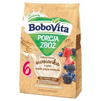 BoboVita Porcja zbóż Kaszka mleczna owsianka z ryżem jagoda-jeżyna-truskawka, 210g