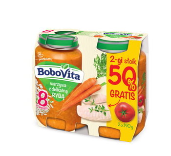 BoboVita, Warzywa z delikatną rybą obiadek po 8. miesiącu, 2x190 g - BoboVita