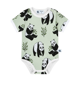 Body Bawełniane Zielone Panda Krótki Rękaw - 74 - TuSzyte
