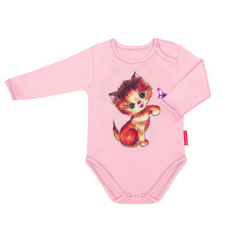 Body dla dzieci długi rękaw bawełnianie różowe kotek dla dziewczynek 92 - Inna marka