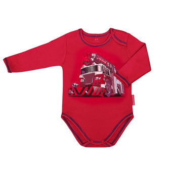 Body niemowlęce z długim rękawem czerwone dla chłopca nadruk straż pożarna 74 - Inna marka