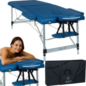 BODYFIT, Łóżko do masażu 2 segmentowe aluminiowe, niebieski, 223x93,5 cm - BODYFIT
