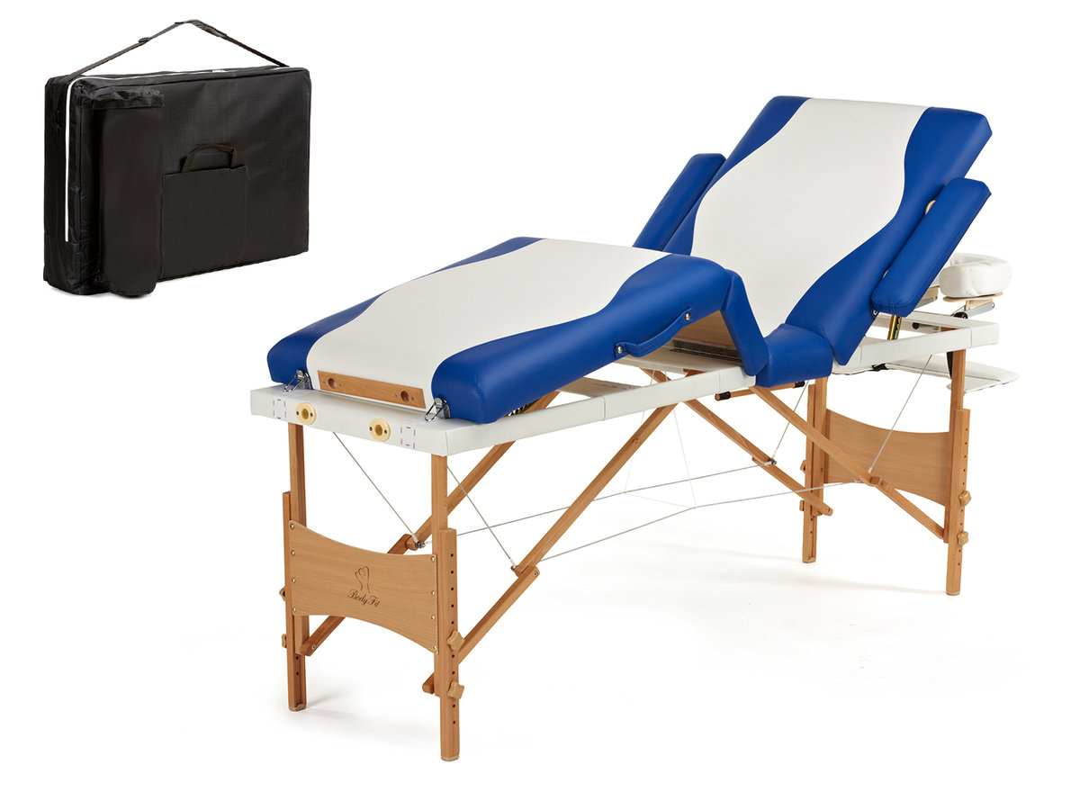 Фото - Масажний стіл BODYFIT, Łóżko do masażu 4-segmentowe, biało-niebieski