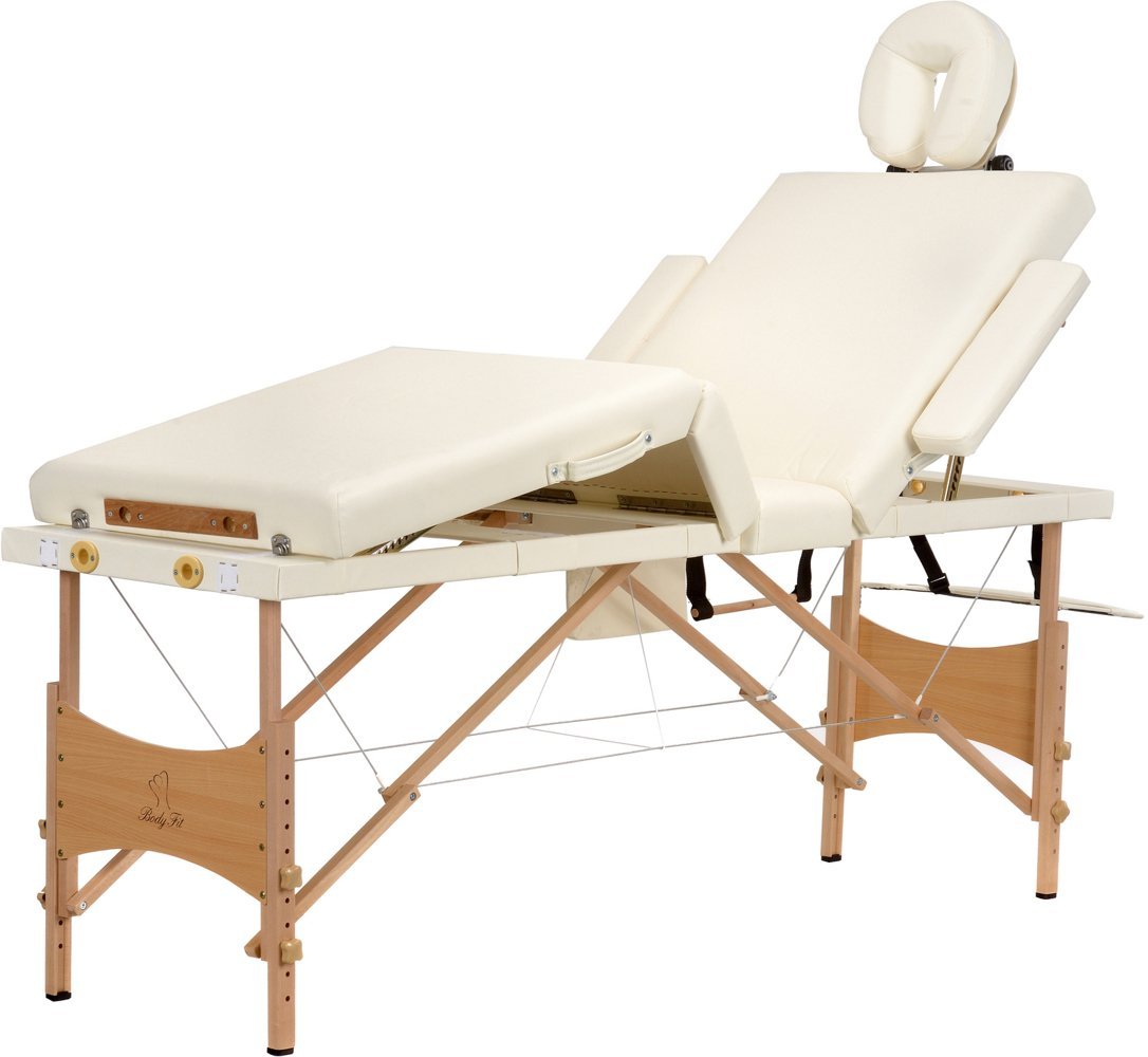 Фото - Масажний стіл BODYFIT, Łóżko do masażu 4-segmentowe, kremowe