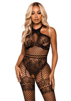 Bodystocking otwarte koronka pończochy Luvu