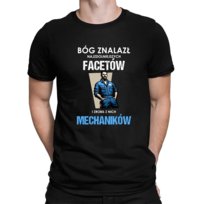 Bóg znalazł najzdolniejszych facetów i zrobił z nich Mechaników - męska koszulka na prezent dla mechanika Koszulkowy