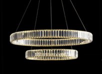 Bohemia 100 - żyrandol kryształowy dwurzędowy LED pierścień ring 100cm złoty