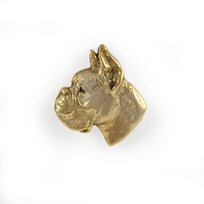 Bokser, Boxer I - pozłacana broszka typu pin, elegancka ozdoba z psem, wyjątkowy pins marki Art-Dog