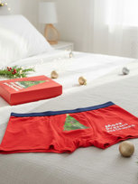 Bokserki bawełniane śmieszne z choinką