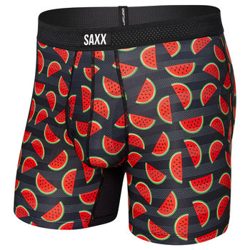 Bokserki Męskie Chłodzące / Sportowe Z Rozporkiem Saxx Hot Shot Boxer Brief Fly Arbuzy - Czarne-S - SAXX