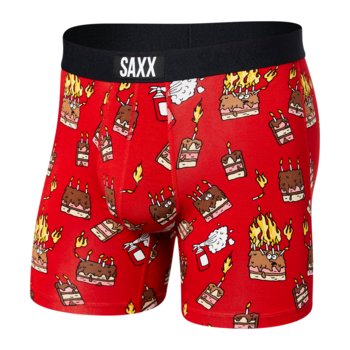 Bokserki Męskie Szybkoschnące Saxx Vibe Boxer Brief Płonące Torty - Czerwone-S - SAXX