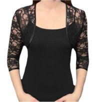 Bolerko koronkowe z rękawem 3/4 czarny - Sara 42