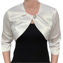 Bolerko satynowe białe z rękawem 3/4 i guziczkiem - JUDYTA 52