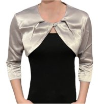 Bolerko satynowe srebrne z rękawem 3/4 i guziczkiem - JUDYTA 52