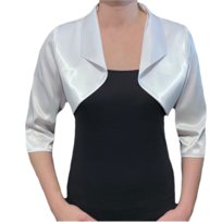 Bolerko satynowe z rękawem 3/4 białe - OLGA 50