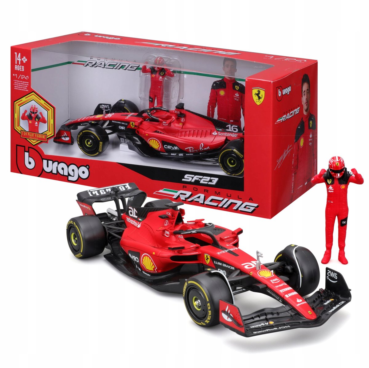 BOLID F1 Ferrari SF-23 FIGURKA CHARLES LECLERC 1:24 MODEL