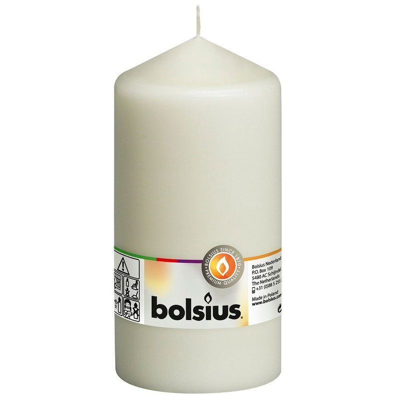 Bolsius świeca bryłowa pieńkowa słupek bezzapachowa 15cm 150/78 mm - Kremowy